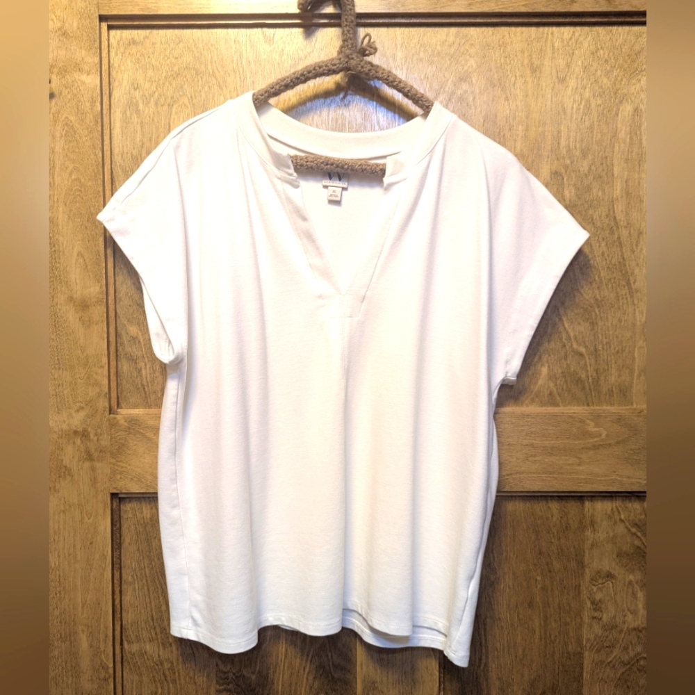 Worthington White Cap Sleeve Relaxed Tee Size XL
